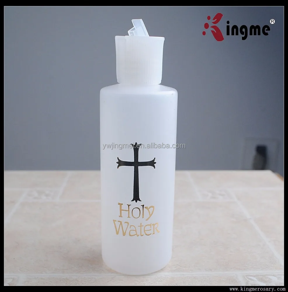150ML Plastic Holy Water Bottle with Hot Gold Printed with Spout Cap
