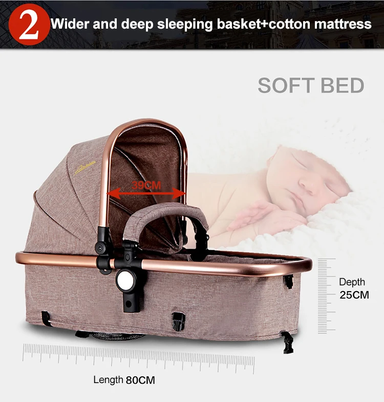 
Коляска для младенца детская коляска 3 в 1 для новорожденных, младенцев, спальную корзинку качели складной малоенькая прогулочная коляска 