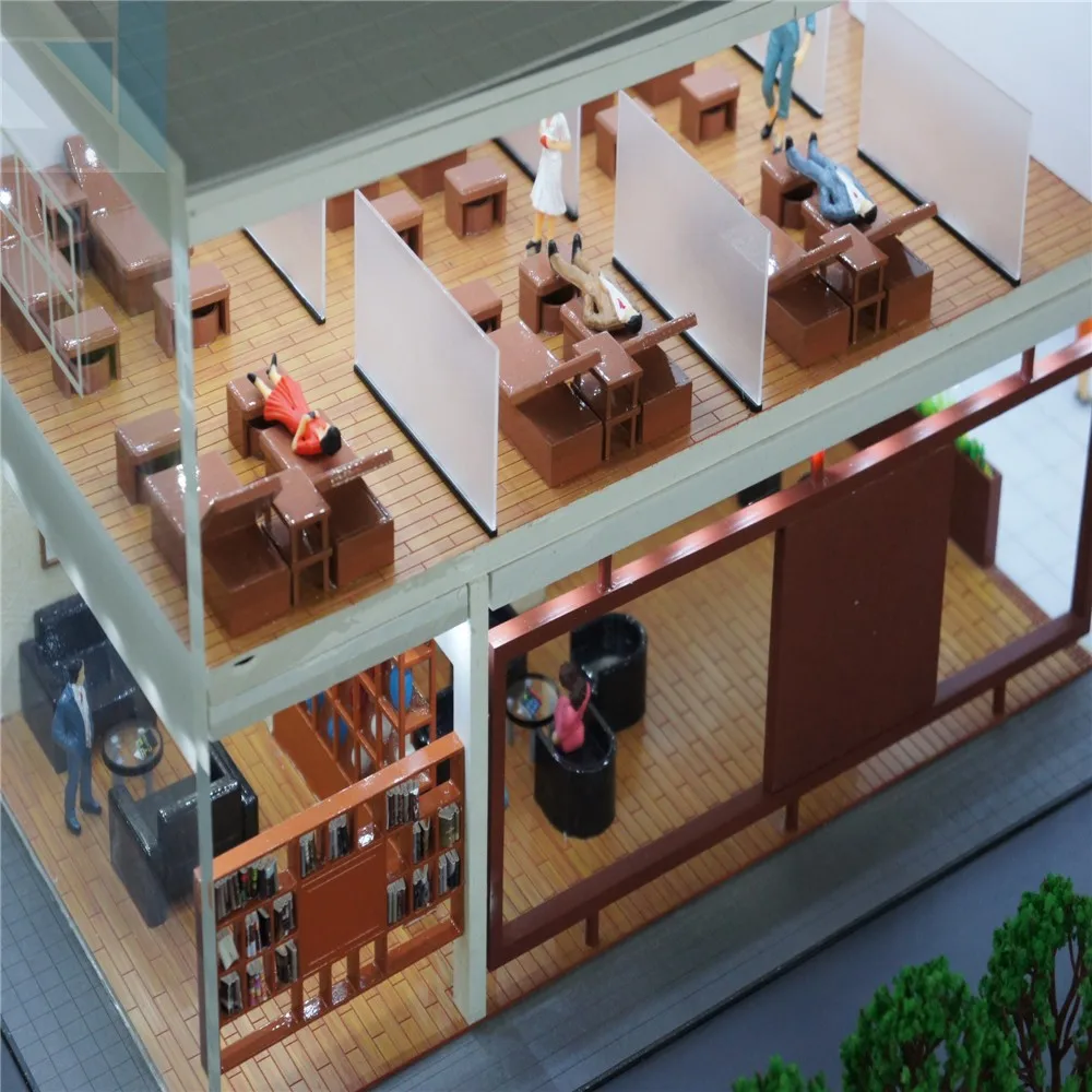 Abs and Acrylic handmade model with building model cars, 3d building models