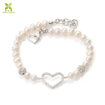 High quality pearl 925 silver beaded bracelets for women zirconia bangle bracelet