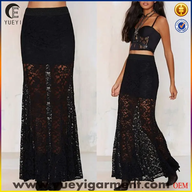 black long lace skirt