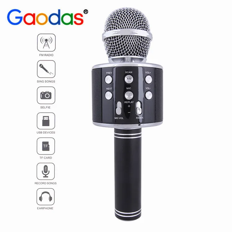 WS 858 Wireless Blue tooth Karaoke Microphone For Music Playing