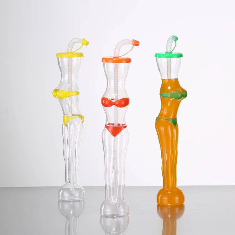 Most Popular 600ML Different Shape Bikini Cup Plastic Slush Yard Glass for Bar Pool Parties
