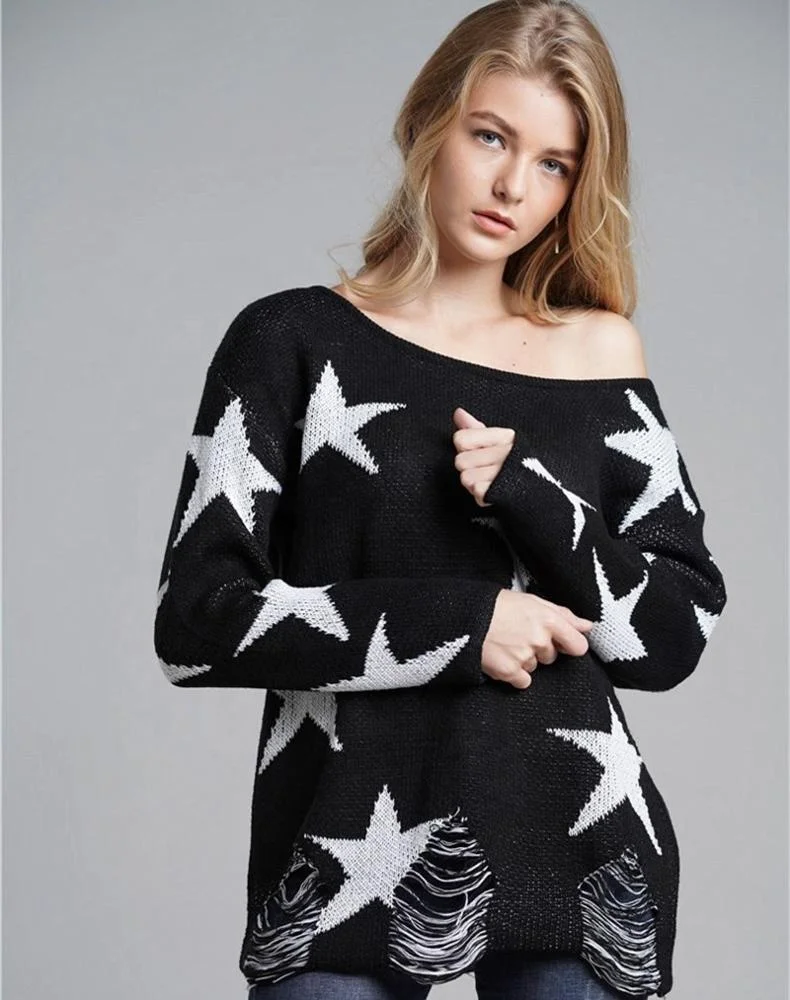 off the shoulder star sweater