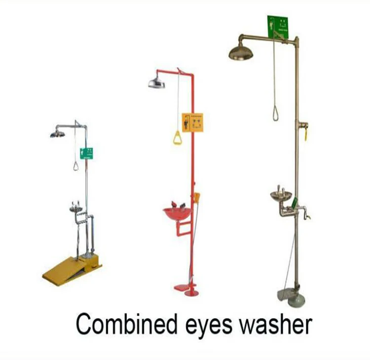 Portable Combination Stainless Steel Emergency safety shower and laboratory eyewash for eyewashing with foot pedal