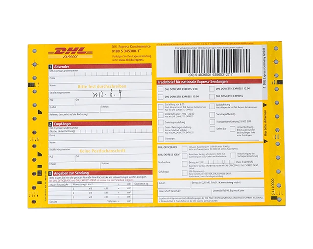 6 9 5 Inch Logistic Consignment Note With Barcode For Dhl Buy Logistic Consignment Note Consignment Note Barcode Consignment Note Product On Alibaba Com