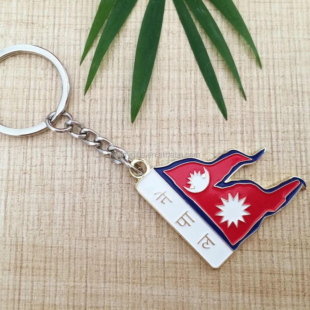 Keychain Heart Flag Country Crest Gift Nepalese Expat I Love Nepal 