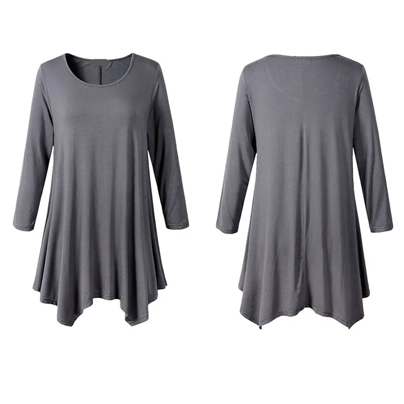 Long Sleeve Solid Tunic Dress Women 