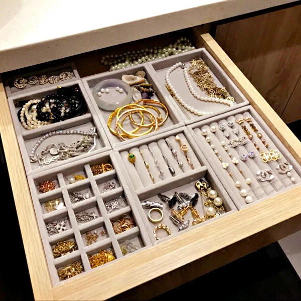Jewellery Tray Velvet Jewelry Storage Trays Mebbay Stackable