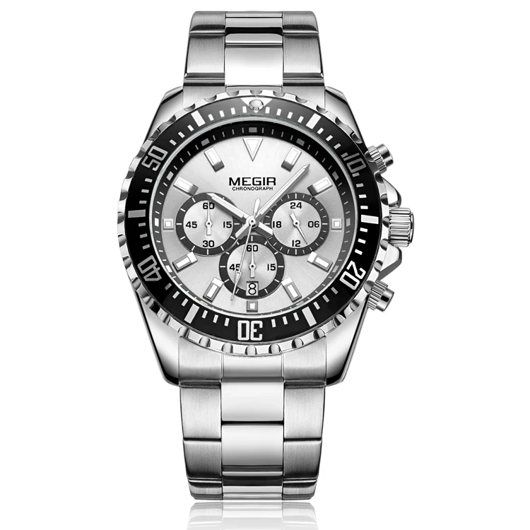 Megir 2064 Mens Top Luxury Brand Stainless Steel Quartz Sports Waterproof Megir Watches Men Wrist Wristwatches Relogio Masculino
