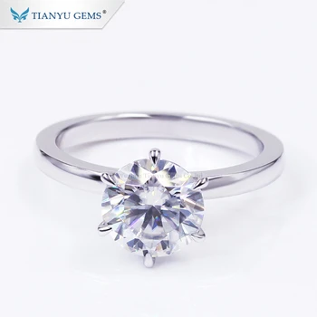 Tianyu Gems customized 14k white gold 1ct/1.5ct /2ct diamond moissanite engagement rings