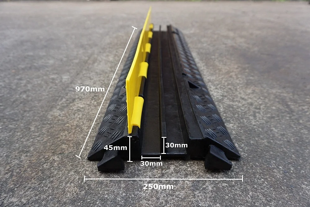 LUBA 2 Channel Rubber Floor Cable Protector Car Ramps for Traffic Rubber Cable Ramp