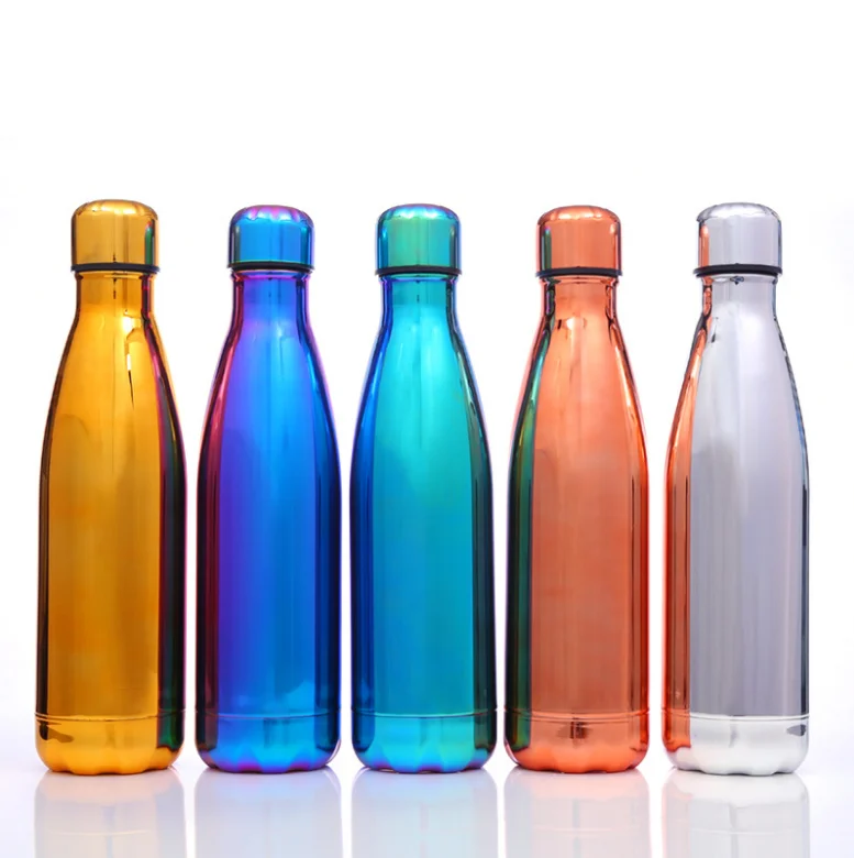 500ml Gradient Electroplating Stainless Steel Insulated Water Bottle Tumbler for Drinking Cola Bottle Style