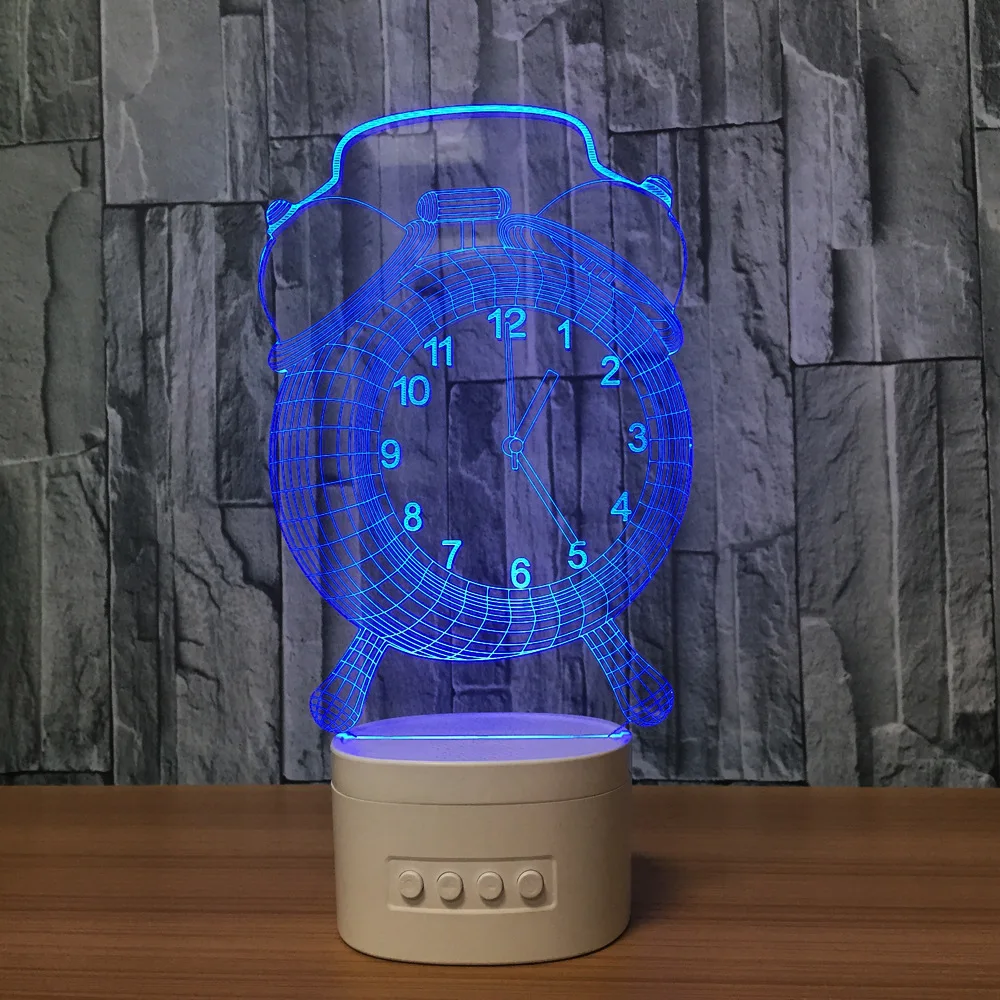 Newest Cool Alarm Clock Lamp 7 Color Changing Led 3d Nightlight Building Light For Bedroom