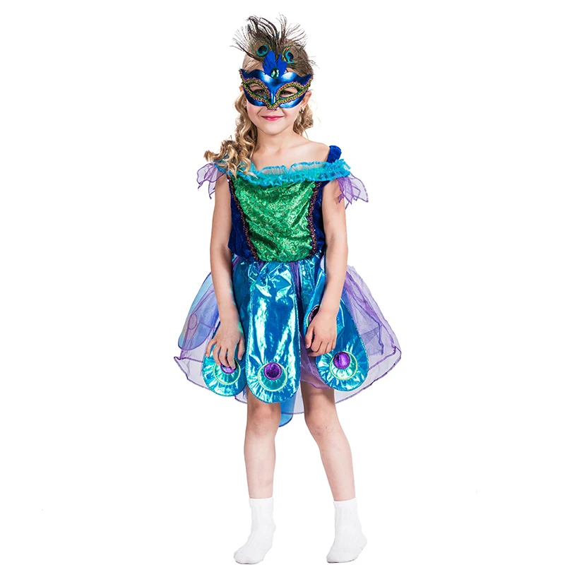 Tutu Dreams Mardi Gras Peacock Costume for Girls Carnival Party Dress Up with Headband 