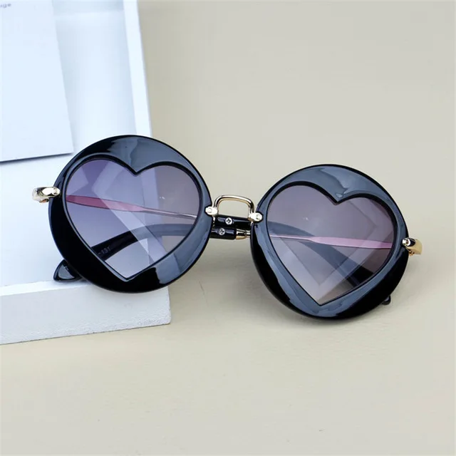 Luxury Round Love Kids Sunglasses Metal Heart Baby Girls Sunglasses for  Boys Fashion Round Lovely Sun Glasses High Quality Frame