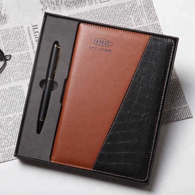 Заводской роскошный подарочный набор с выгравированным логотипом, горячее тиснение, офисный репортер, блокнот, дневник, набор с ручкой и упаковкой