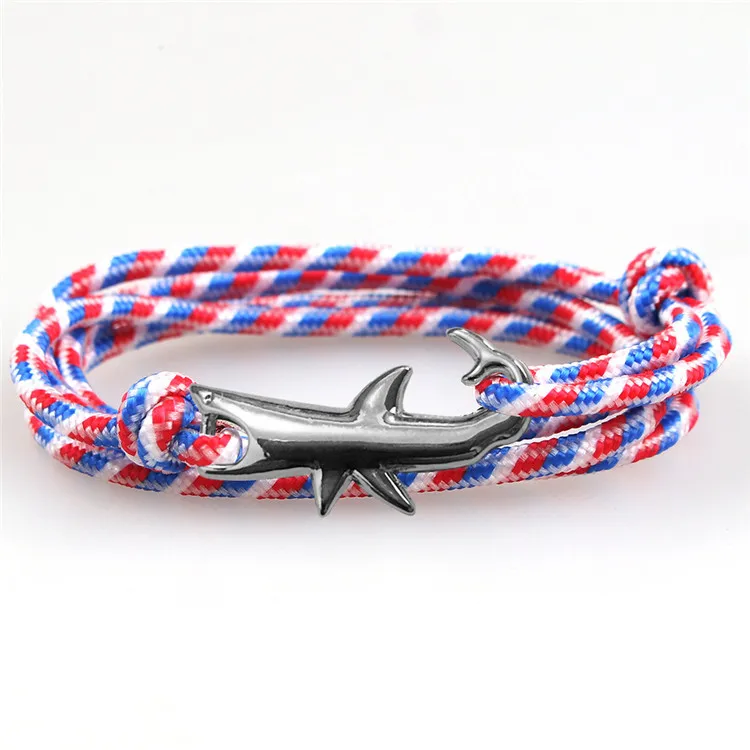 Black Cotton Rope Fish Hook Bracelet
