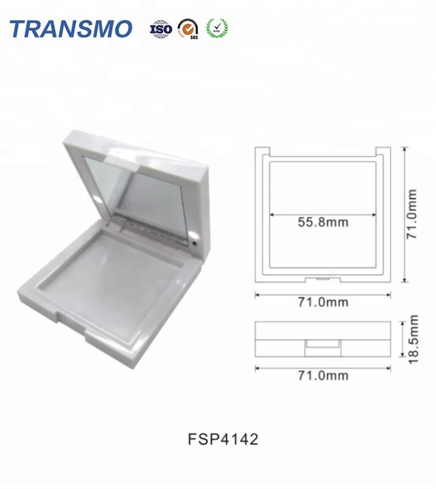 Gold Empty Custom Led Blush Compact Powder case Packaging clear square Pressed with