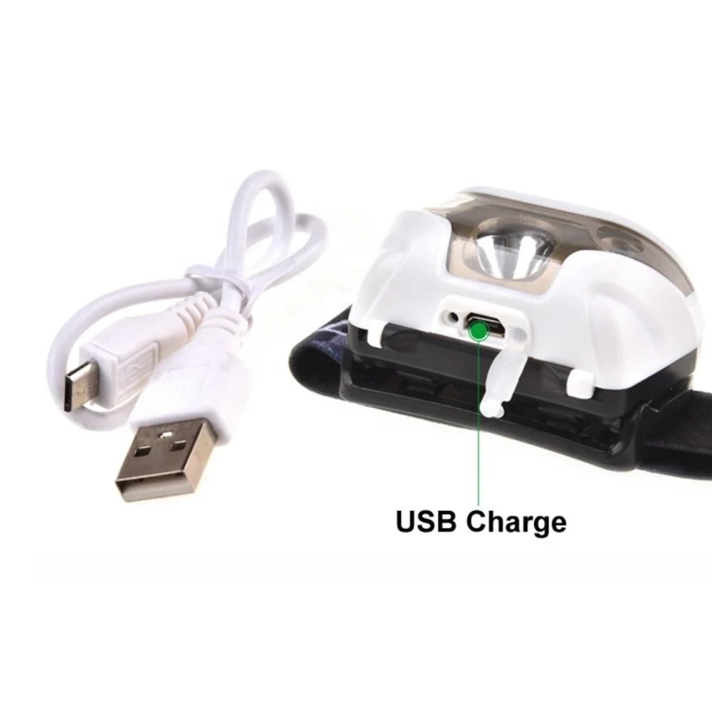 Заводская поставка белый наружный светодиодный налобный фонарь 3 Вт перезаряжаемый USB с регулируемой головкой IP65 пластиковый корпус для кемпинга Лидер