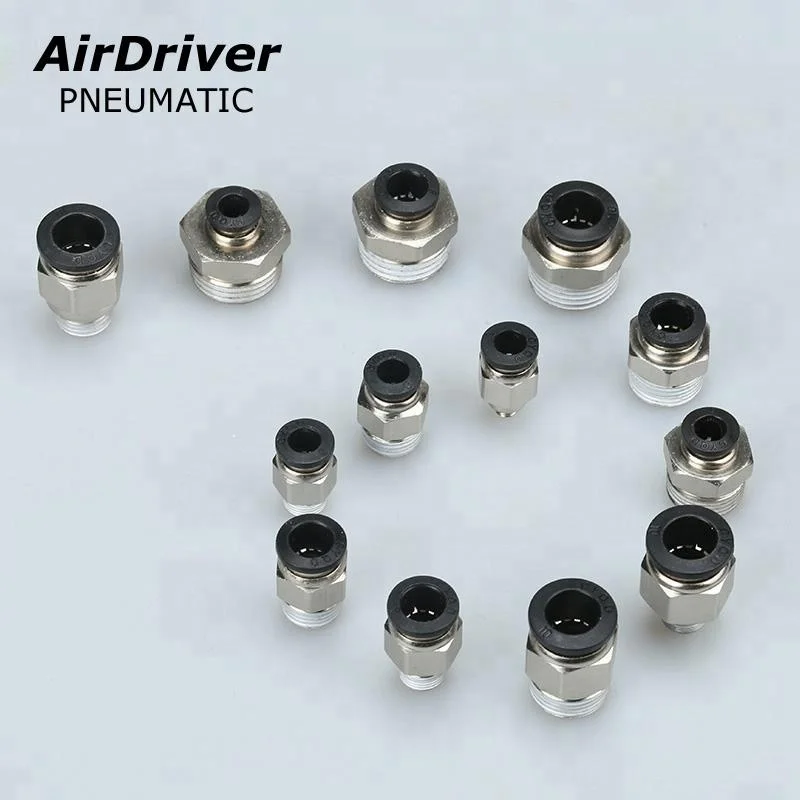 PC Push in Pneumatic Pipe Fittings Male Straight Quick Connector