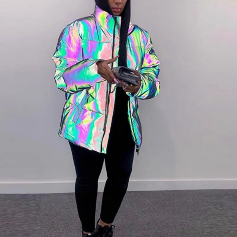 Reflective Woman`s Nylon Rainbow Jacket
