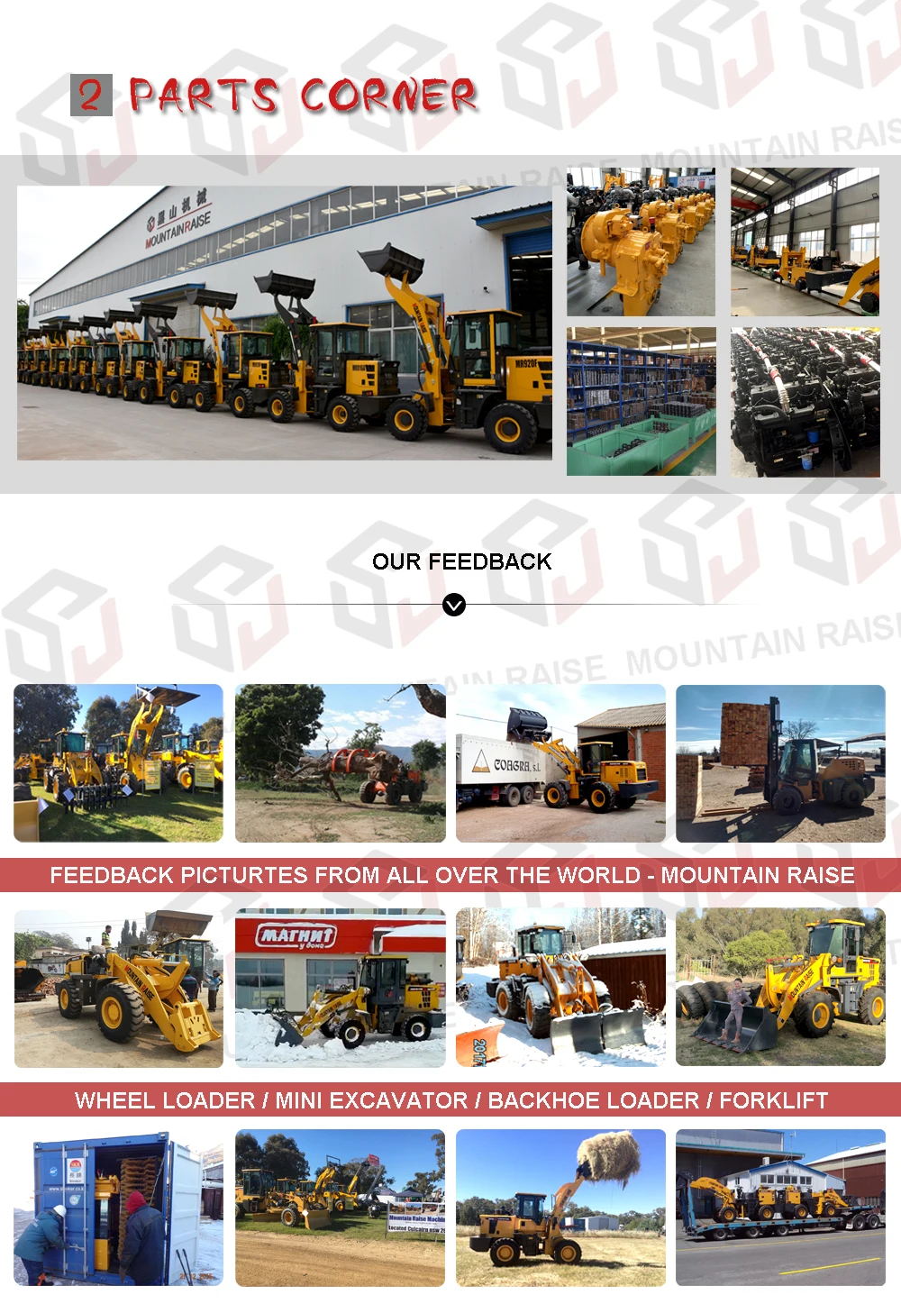 Shandong 1ton 4x4 back hoe loader excavator with attachments 