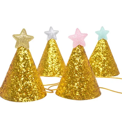 Shiny Golden Birthday Hat Stars Mini 