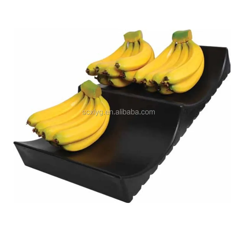 XLW Fruit Display Riser High Quality Soft Plastic 2 Tier Banana Display Rack Holder Tray
