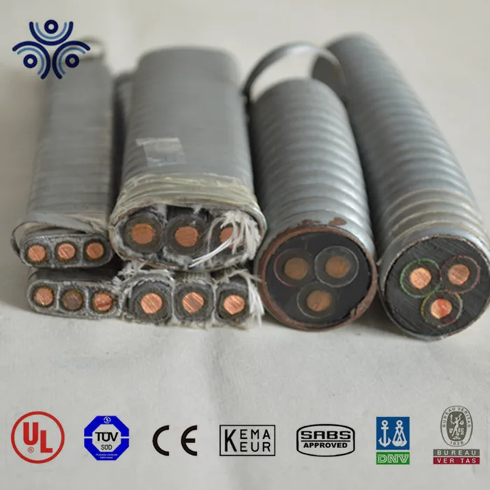 HUATONG ESP Cable 3x10mm2 Power Cable for Electrical Submersible Oil Pump Copper Conductor Armor Standard Galvanized Steel