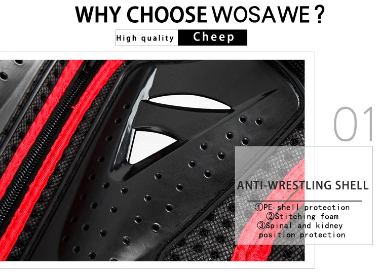 Wosawe Мужская сетка защитная куртка для мотоциклистов с Броня всего тела позвоночника Грудь; Плечи; Длина рукава-нарукавник шестерни для мотоцикла