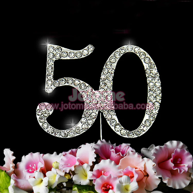 New 50th Wedding Anniversary Rhinestone Number Cake Topper party decoration 