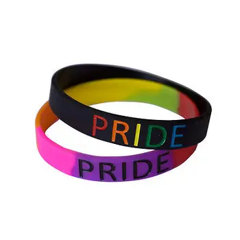 Rainbow Pride Silicone Wristbands, Swirl Rubber Bracelets Gay Lesbian LGBT