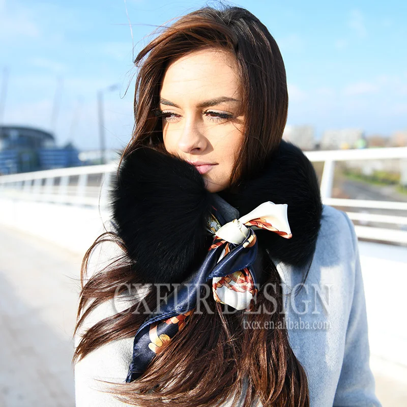 CX-A-04 для женщин; Без застежки; Съемный воротник из натурального меха лисы шарф с полиэфирный шарф