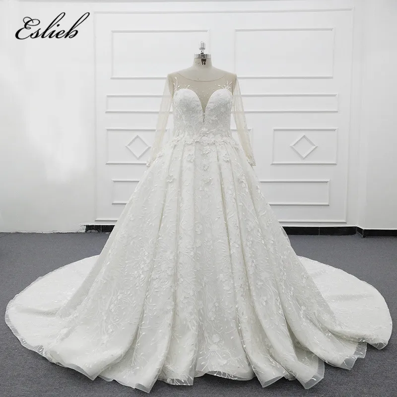 Eslieb Gaun Pengantin Muslim Baju Nikah Lengan Panjang Tipis Ukuran Besar Kristal Bunga Buy Afghanische Kleider Kebaya Indonesia Vestidos Product On Alibaba Com