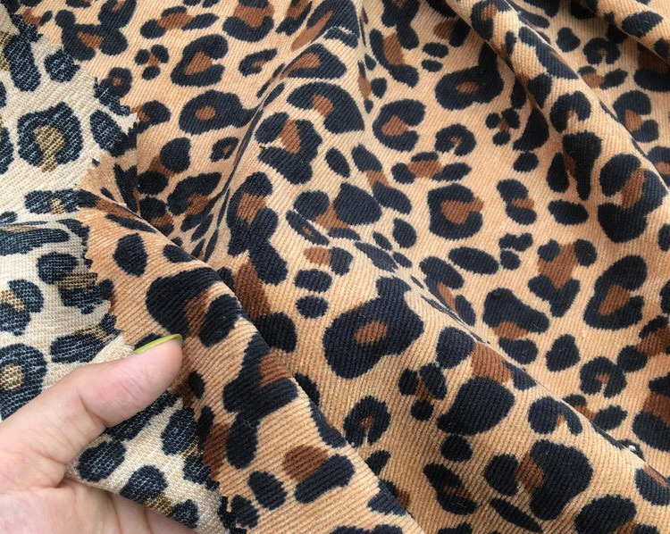 Customized Digital Printed Leopard Print Corduroy Fabric