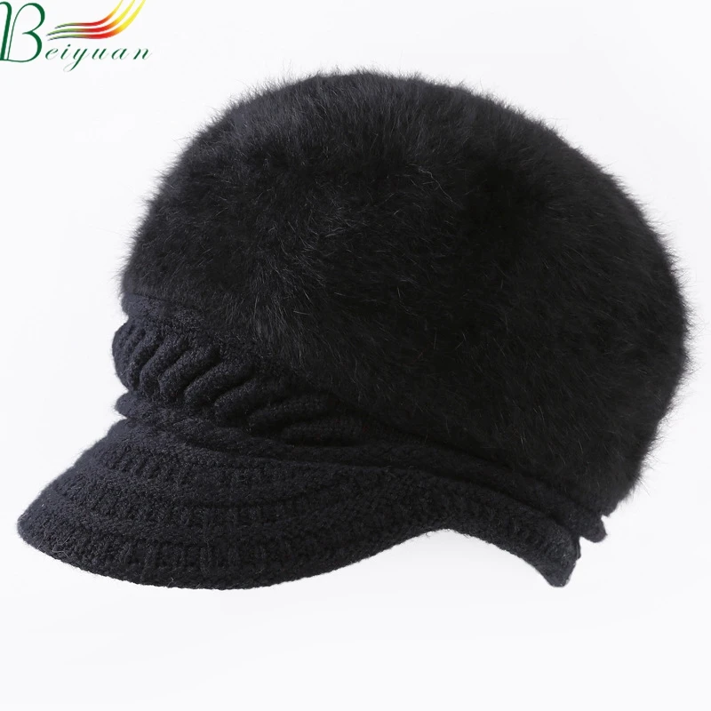 Новая милая и стильная зимняя шапка, теплая вязаная шапка, женская зимняя шапка