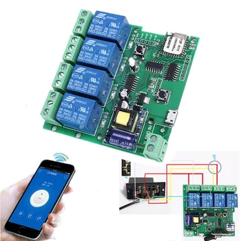 220v 4 Channel Wifi Relay Module Phone App Wireless Remote Control Wifi ...