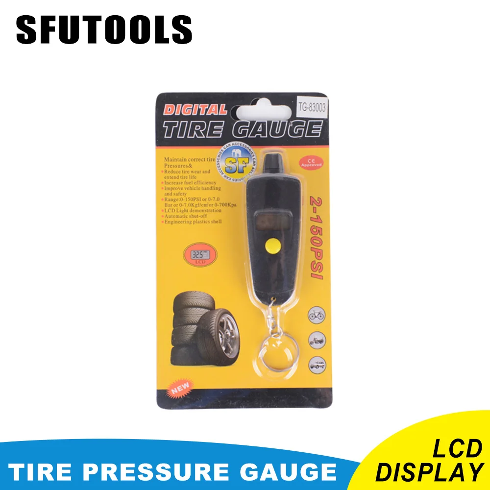LCD Display Digital Tire Gauge with Keychain 150PSI Tyre Pressure Gauge
