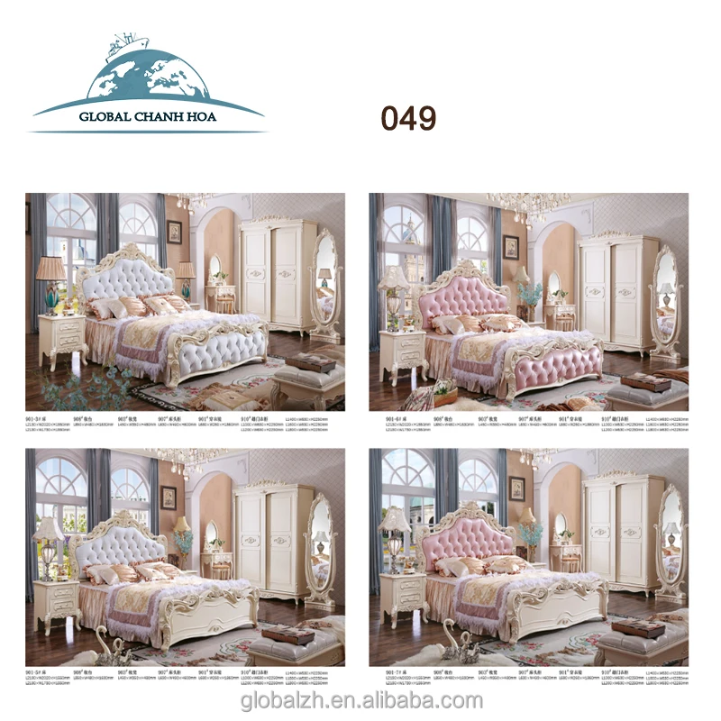 Italian / French Rococo Luxury Bedroom Furniture,Dubai Luxury Bedroom