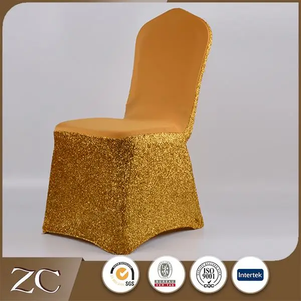 Good Quality Fancy Universal Shine Gold Banquet Sequin Chair Cover