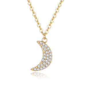 POLIVA 925 Sterling Silver Zircon Crystal Pendant Luxury Wedding Necklaces Fashionable Moon Necklace Wholesale Jewelry