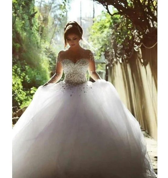 Girls White Bag Corset Rhinestone Crystal Bead Bling Wedding Dress - Buy Bling  Wedding Dress Product on Alibaba.com