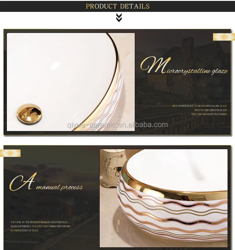 Luxury Lavabo Countertop Vessel Golden Plated Art Hand Wash Basin ...