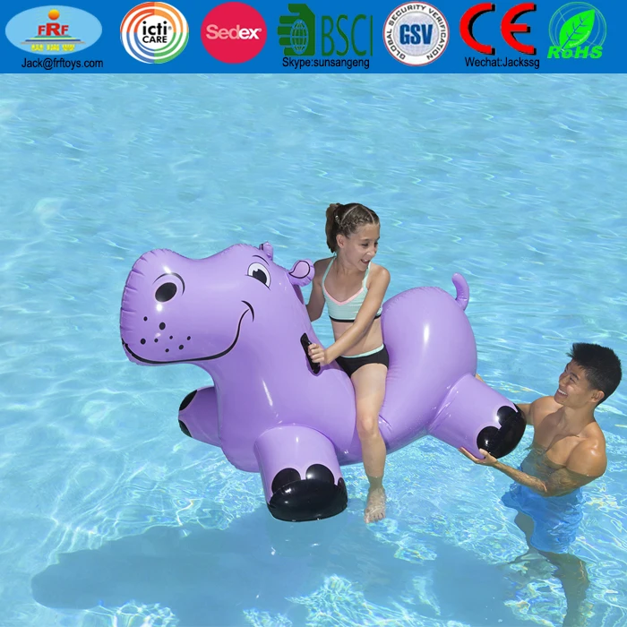 Summer Swim Fun PVC Inflatable Hippo Pool Float Ride on Pool Rider Rocker