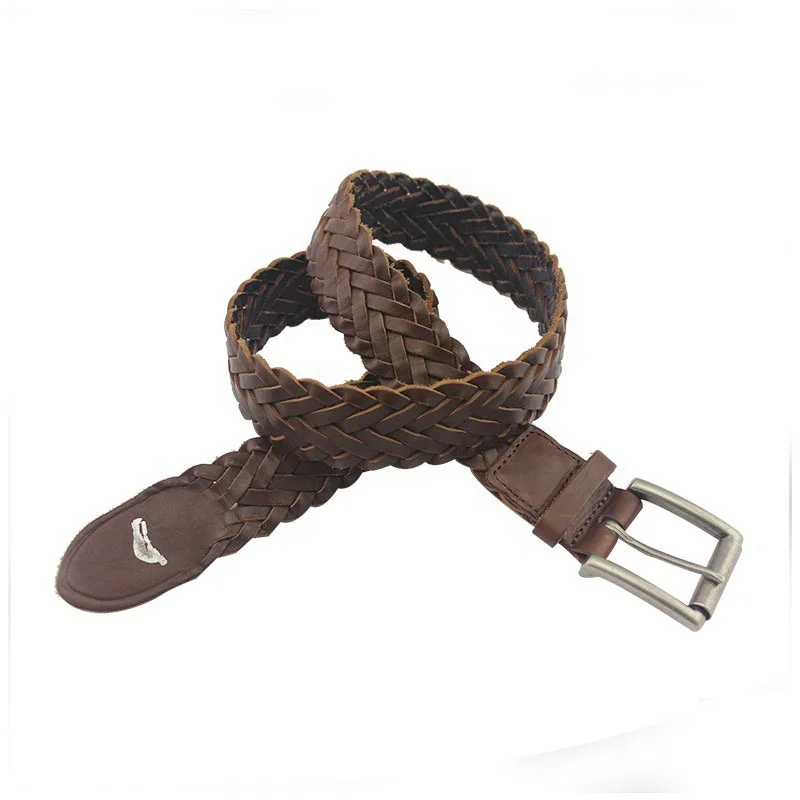 Wholesale High Quality Fashion Brown Woven Leather Belt