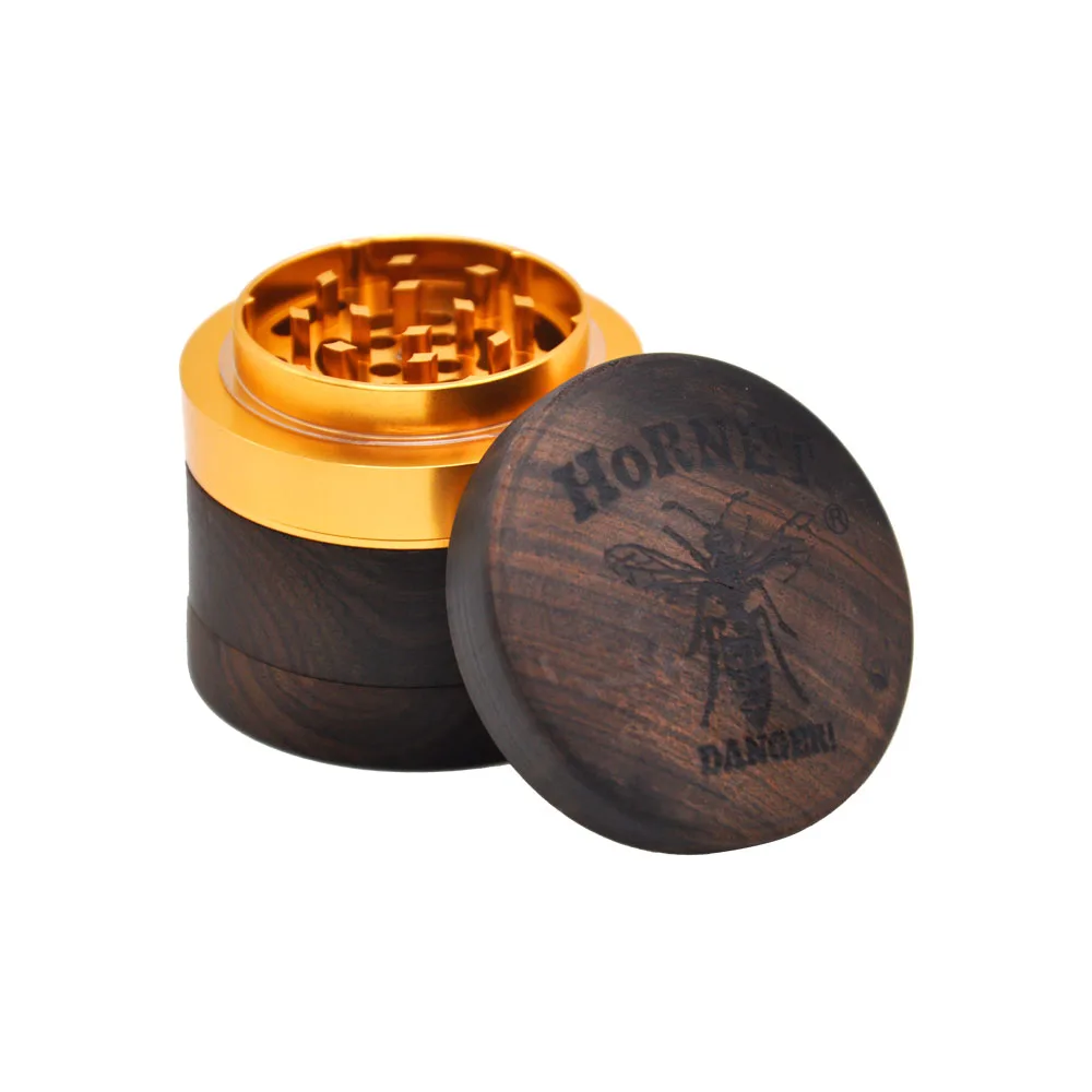 2 layer wood tobacco cigarette grinder Hornet Premium Rosewood Custom Herb 60 Mm Layers Aluminum Sharp Diamond Teeth Smoking Herbal Grinder ONGROK Walnut Grinder - 2