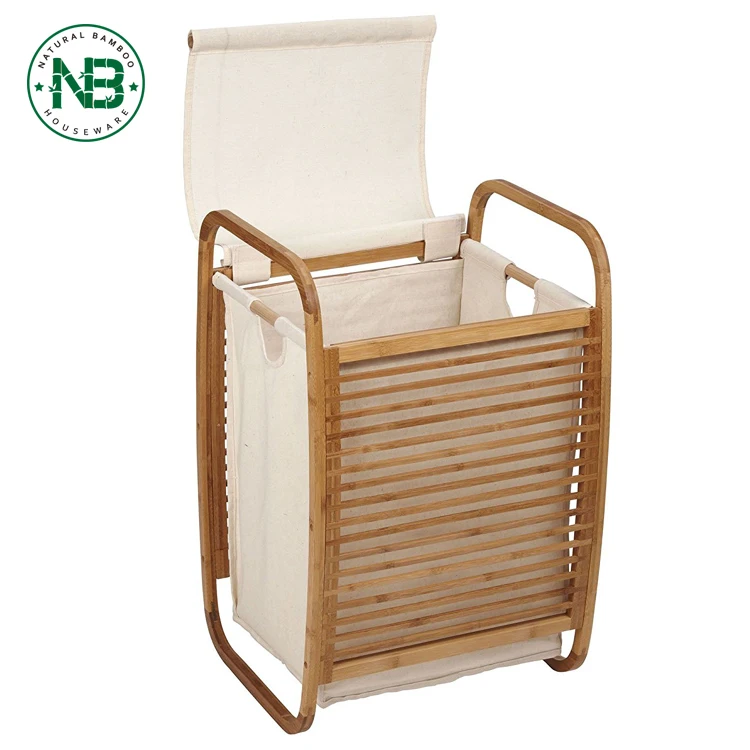 Compact Bamboo Laundry Hamper Basket