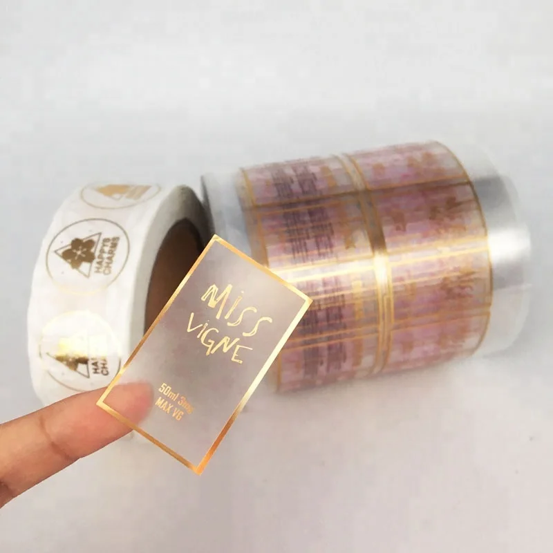 Source Custom Round Clear Printing Rose Gold Foil Vinyl Sticker Transparent  Logo Packaging Label Roll on m.