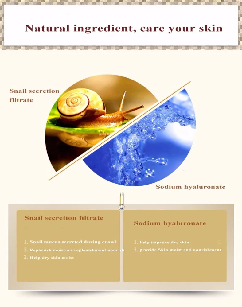 OEM Images Snail Extract Moisturizing Nourishing Essence Liquid Make Skin Tender Smooth Face Care Serum